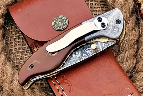 Custom Handmade Damascus Steel Amazing Folding Knife with Beautiful Bull Horn Handle Fk 75 6