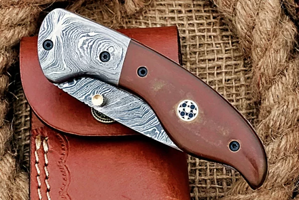 Custom Handmade Damascus Steel Amazing Folding Knife with Beautiful Bull Horn Handle Fk 75 7
