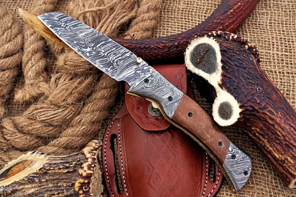 Custom Handmade Damascus Steel Amazing Folding Knife with Beautiful Colored Bone Handle Fk 79 3