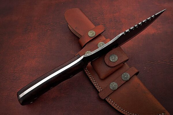 Custom Handmade Damascus Steel Amazing Tracker Knife with Beautiful Rose Wood Handle TK 2 7 1
