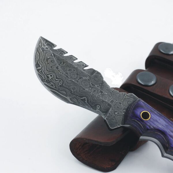 Custom Handmade Damascus Steel Amazing Tracker with Purple Wood Handle TK 1 1