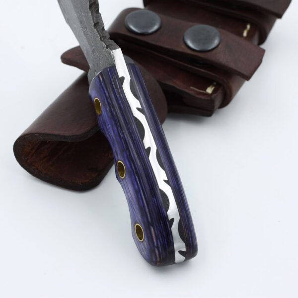 Custom Handmade Damascus Steel Amazing Tracker with Purple Wood Handle TK 1 5