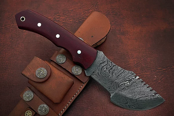 Custom Handmade Damascus Steel Beautiful Tracker Knife with Stunning Micarta Handle TK 3 2