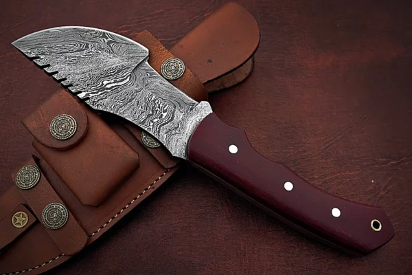 Custom Handmade Damascus Steel Beautiful Tracker Knife with Stunning Micarta Handle TK 3 4