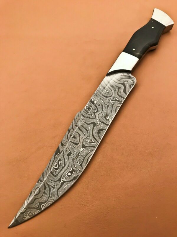 Custom Handmade Damascus Steel Bowie Knife with Bull Horn Handle BK 39 2