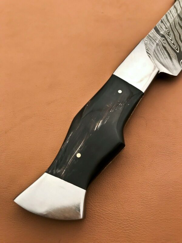 Custom Handmade Damascus Steel Bowie Knife with Bull Horn Handle BK 39 4