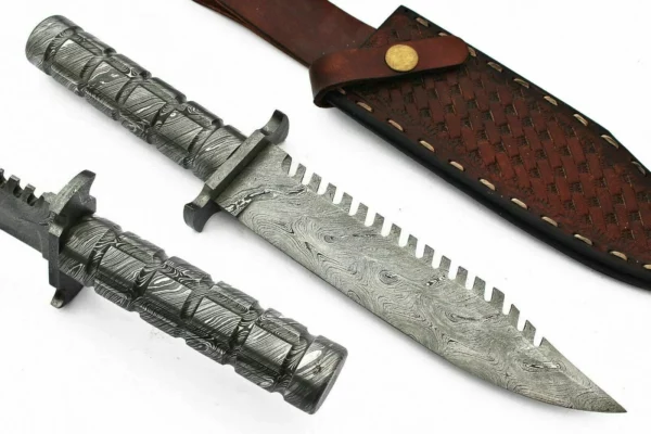 Custom Handmade Damascus Steel Bowie Knife with Damascus Steel Handle BK 40 1