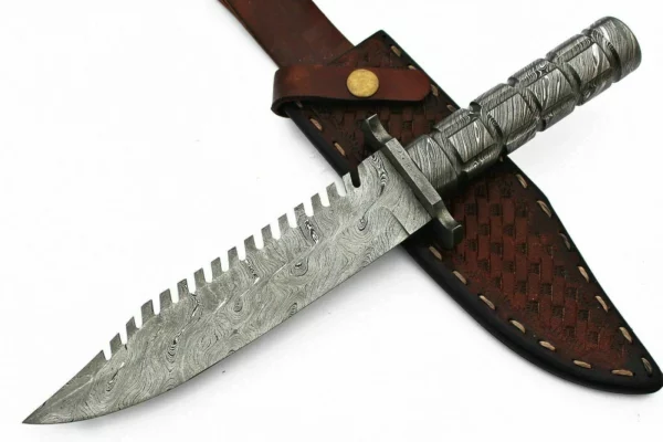 Custom Handmade Damascus Steel Bowie Knife with Damascus Steel Handle BK 40 10