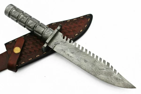 Custom Handmade Damascus Steel Bowie Knife with Damascus Steel Handle BK 40 3