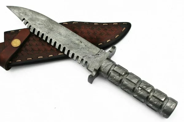 Custom Handmade Damascus Steel Bowie Knife with Damascus Steel Handle BK 40 4