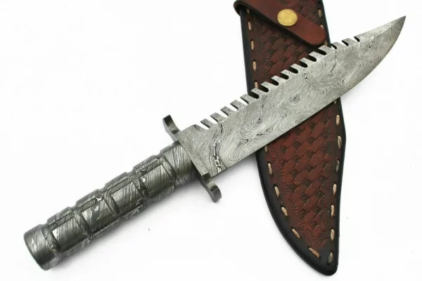 Custom Handmade Damascus Steel Bowie Knife with Damascus Steel Handle BK 40 6