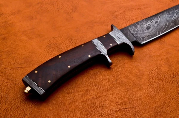 Custom Handmade Damascus Steel Bowie Knife with Rose Wood Handle BK 5 5