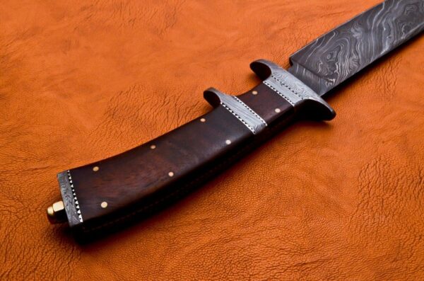 Custom Handmade Damascus Steel Bowie Knife with Rose Wood Handle BK 5 6