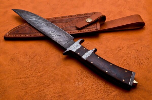 Custom Handmade Damascus Steel Bowie Knife with Rose Wood Handle BK 5 8