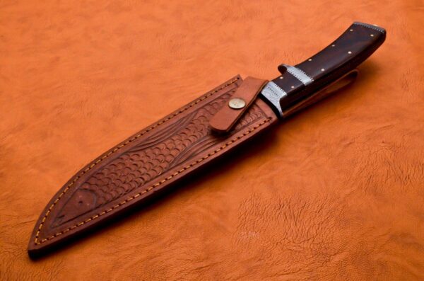 Custom Handmade Damascus Steel Bowie Knife with Rose Wood Handle BK 5 9