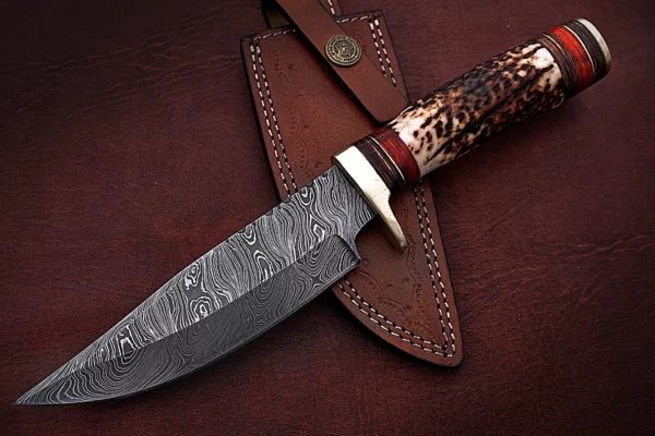 Custom Handmade Damascus Steel Bowie Knife with Stag Horn Handle BK 16 2