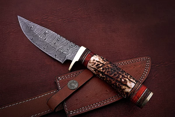 Custom Handmade Damascus Steel Bowie Knife with Stag Horn Handle BK 16 7