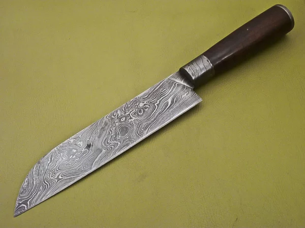 Custom Handmade Damascus Steel Chef Knife with Dark Rose Wood Handle CK 12 1