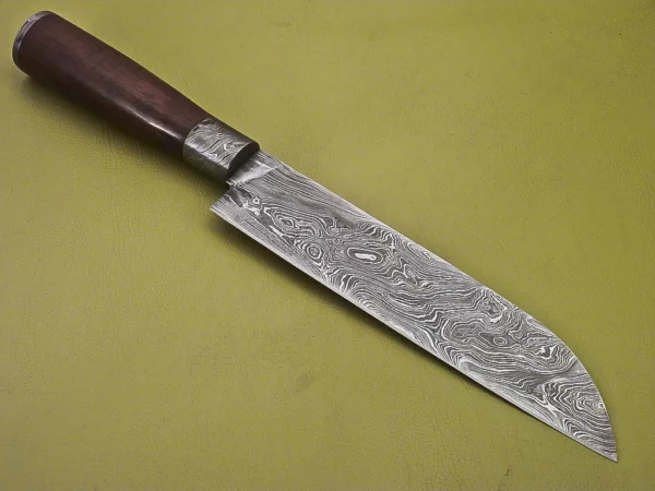 Custom Handmade Damascus Steel Chef Knife with Dark Rose Wood Handle CK 12 2