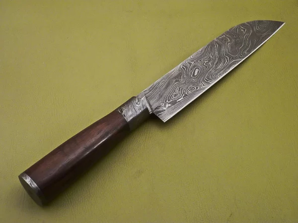 Custom Handmade Damascus Steel Chef Knife with Dark Rose Wood Handle CK 12 3
