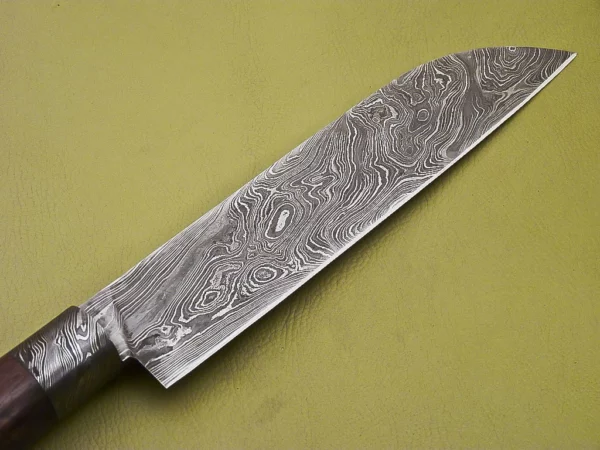 Custom Handmade Damascus Steel Chef Knife with Dark Rose Wood Handle CK 12 5