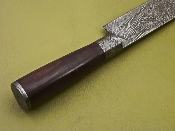 Custom Handmade Damascus Steel Chef Knife with Dark Rose Wood Handle CK 12 7