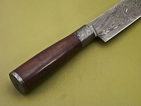 Custom Handmade Damascus Steel Chef Knife with Dark Rose Wood Handle CK 12 8