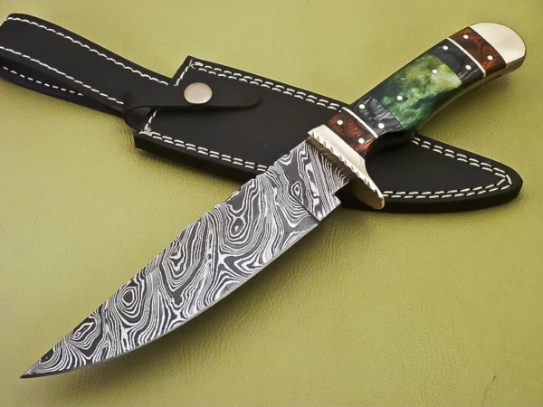 Custom Handmade Damascus Steel Hunting Knife with Beautiful Bone Handle HK 11 1