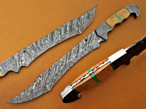 Custom Handmade Damascus Steel Hunting Knife with Beautiful Wooden Handle HK 21 1