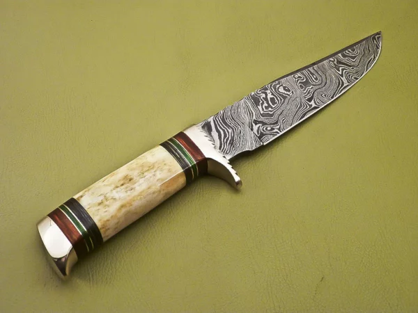 Custom Handmade Damascus Steel Hunting Knife with Colored Bone HK 10 4