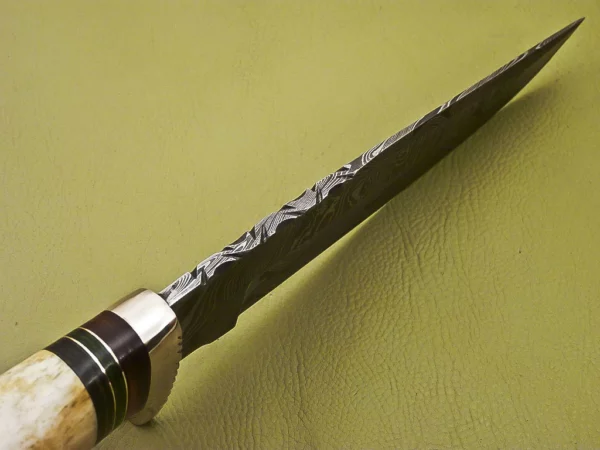 Custom Handmade Damascus Steel Hunting Knife with Colored Bone HK 10 5