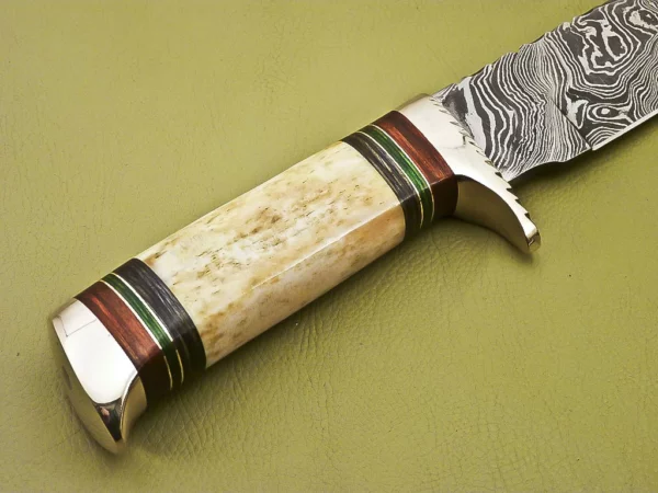 Custom Handmade Damascus Steel Hunting Knife with Colored Bone HK 10 6