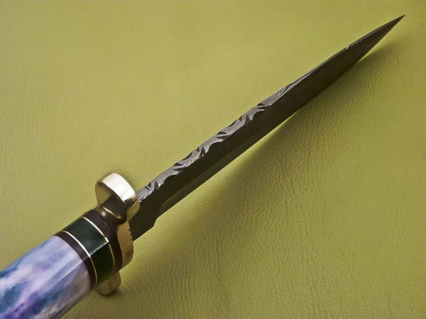 Custom Handmade Damascus Steel Hunting Knife with Colored Bone Handle HK 08 5