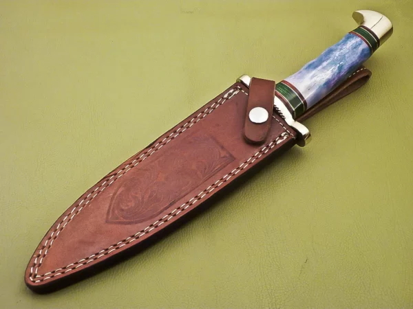 Custom Handmade Damascus Steel Hunting Knife with Colored Bone Handle HK 08 8