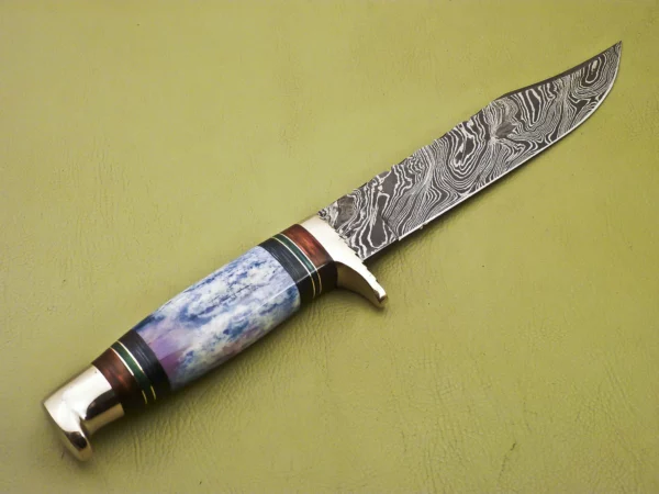 Custom Handmade Damascus Steel Hunting Knife with Colored Bone Handle HK 13 4