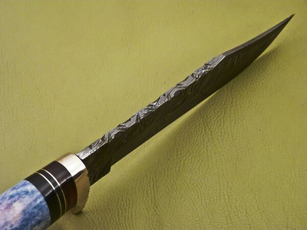 Custom Handmade Damascus Steel Hunting Knife with Colored Bone Handle HK 13 5