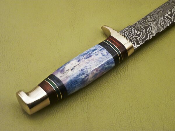 Custom Handmade Damascus Steel Hunting Knife with Colored Bone Handle HK 13 7
