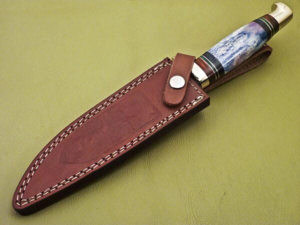 Custom Handmade Damascus Steel Hunting Knife with Colored Bone Handle HK 13 8