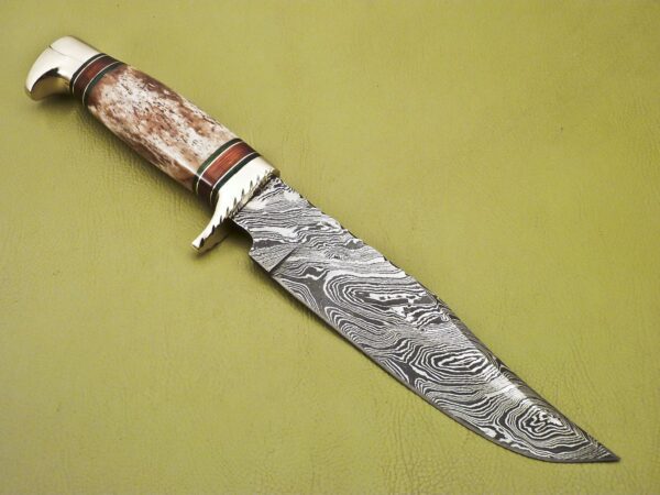 Custom Handmade Damascus Steel Hunting Knife with Colored Bone Handle HK 14 3