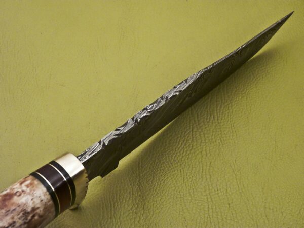 Custom Handmade Damascus Steel Hunting Knife with Colored Bone Handle HK 14 5