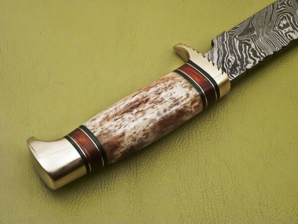 Custom Handmade Damascus Steel Hunting Knife with Colored Bone Handle HK 14 6