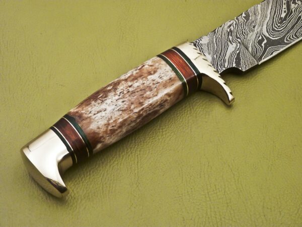 Custom Handmade Damascus Steel Hunting Knife with Colored Bone Handle HK 14 7