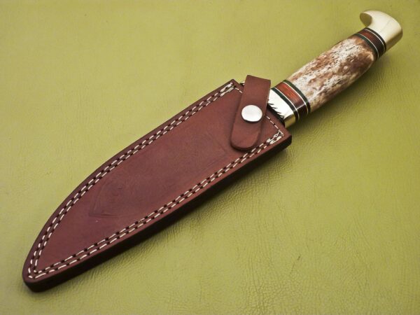 Custom Handmade Damascus Steel Hunting Knife with Colored Bone Handle HK 14 8