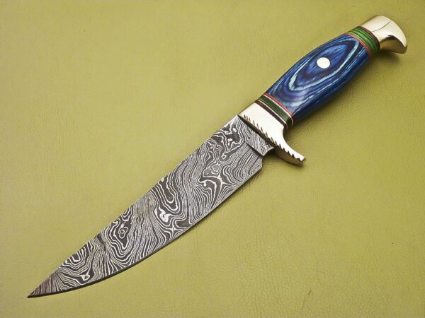 Custom Handmade Damascus Steel Hunting Knife with Colored Pakka Wood Handle HK 15 2