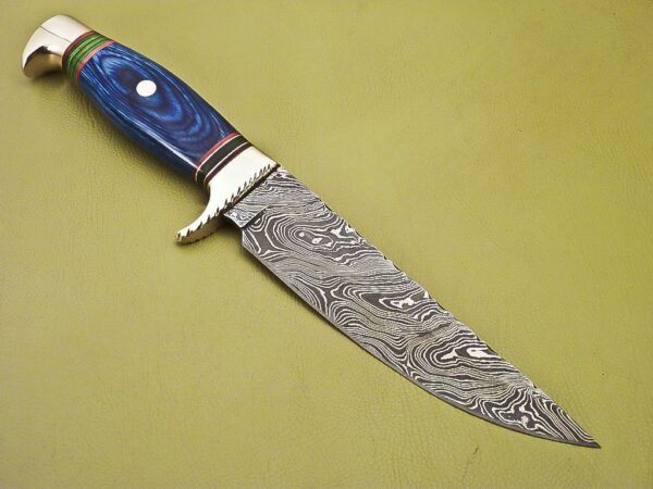 Custom Handmade Damascus Steel Hunting Knife with Colored Pakka Wood Handle HK 15 3