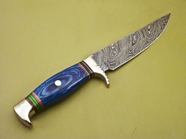 Custom Handmade Damascus Steel Hunting Knife with Colored Pakka Wood Handle HK 15 4