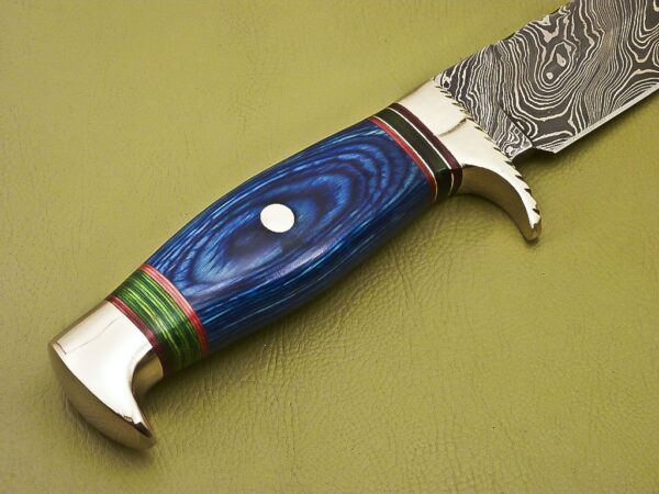 Custom Handmade Damascus Steel Hunting Knife with Colored Pakka Wood Handle HK 15 6