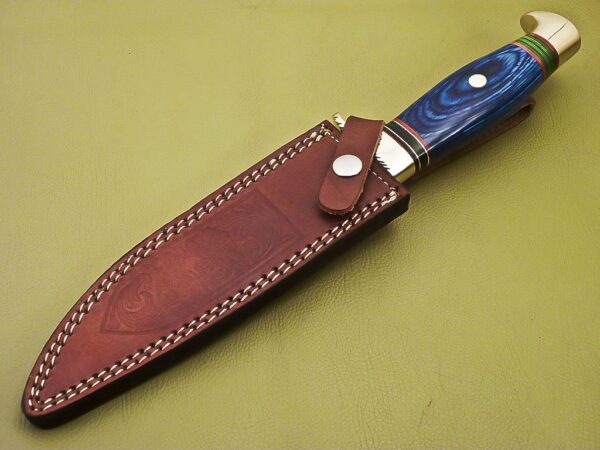 Custom Handmade Damascus Steel Hunting Knife with Colored Pakka Wood Handle HK 15 8