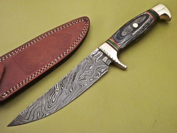 Custom Handmade Damascus Steel Hunting Knife with Colored Pakka Wood Handle HK 15 9