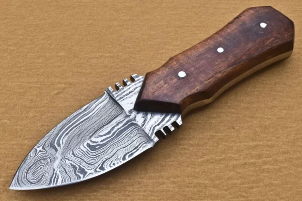 Custom Handmade Damascus Steel Skinner Knife with Rose Wood Handle SK 2 2